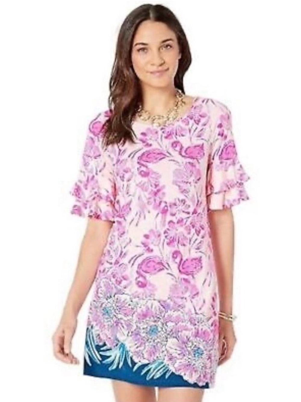 Lilly Pulitzer Lula coral Reef Flamingle Engineer Dress Small Tropical Hot Pink